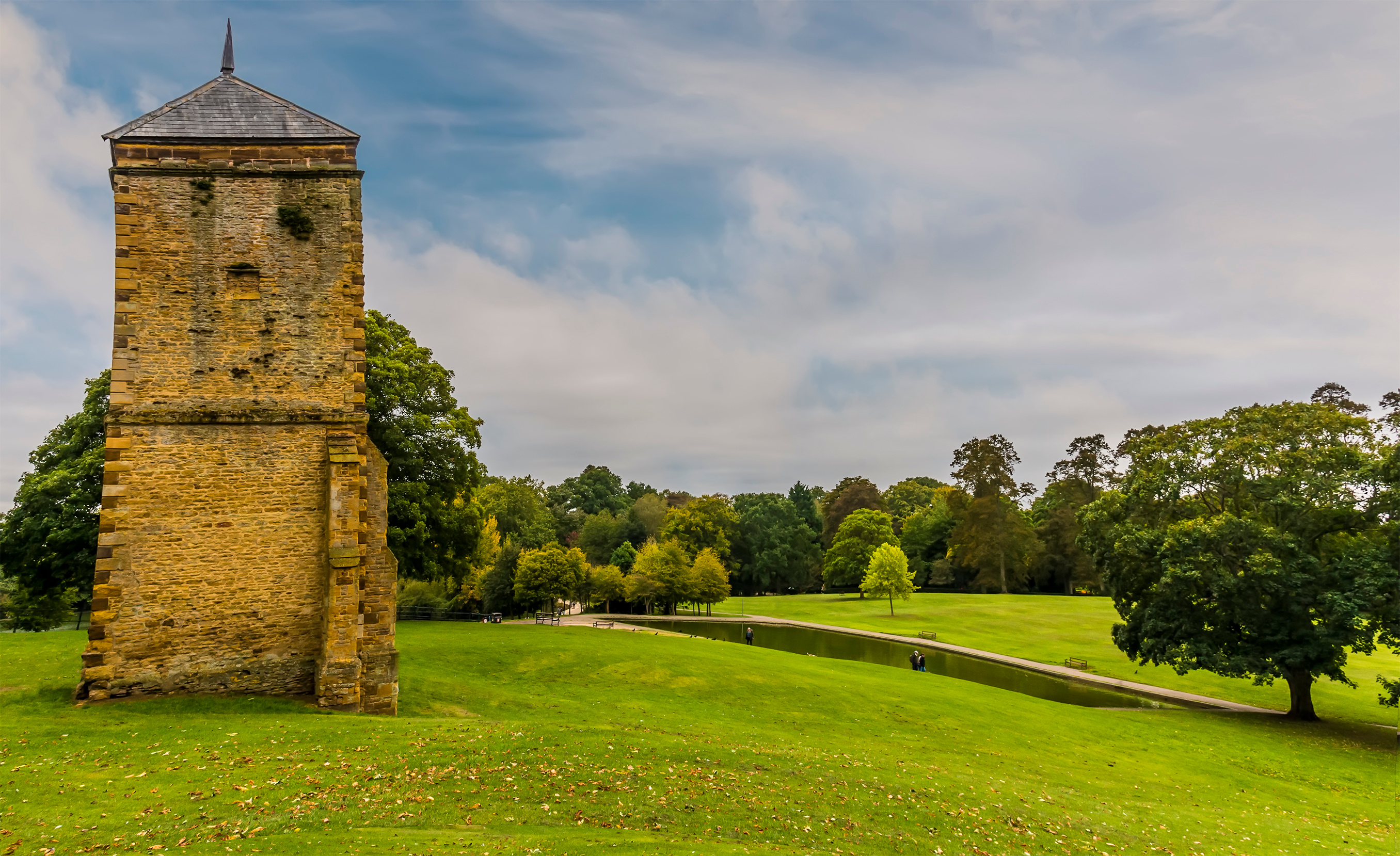 medieval ruin in Abington Park, Northampton, UK in the summertime